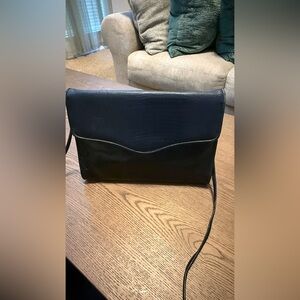 Portofino Black & Blue Leather Textured Crossbody Bag